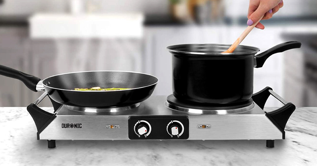 Duronic HP2SS Portable plaque chauffante électrique plaque de cuisson double ébullition anneau cuisinière 